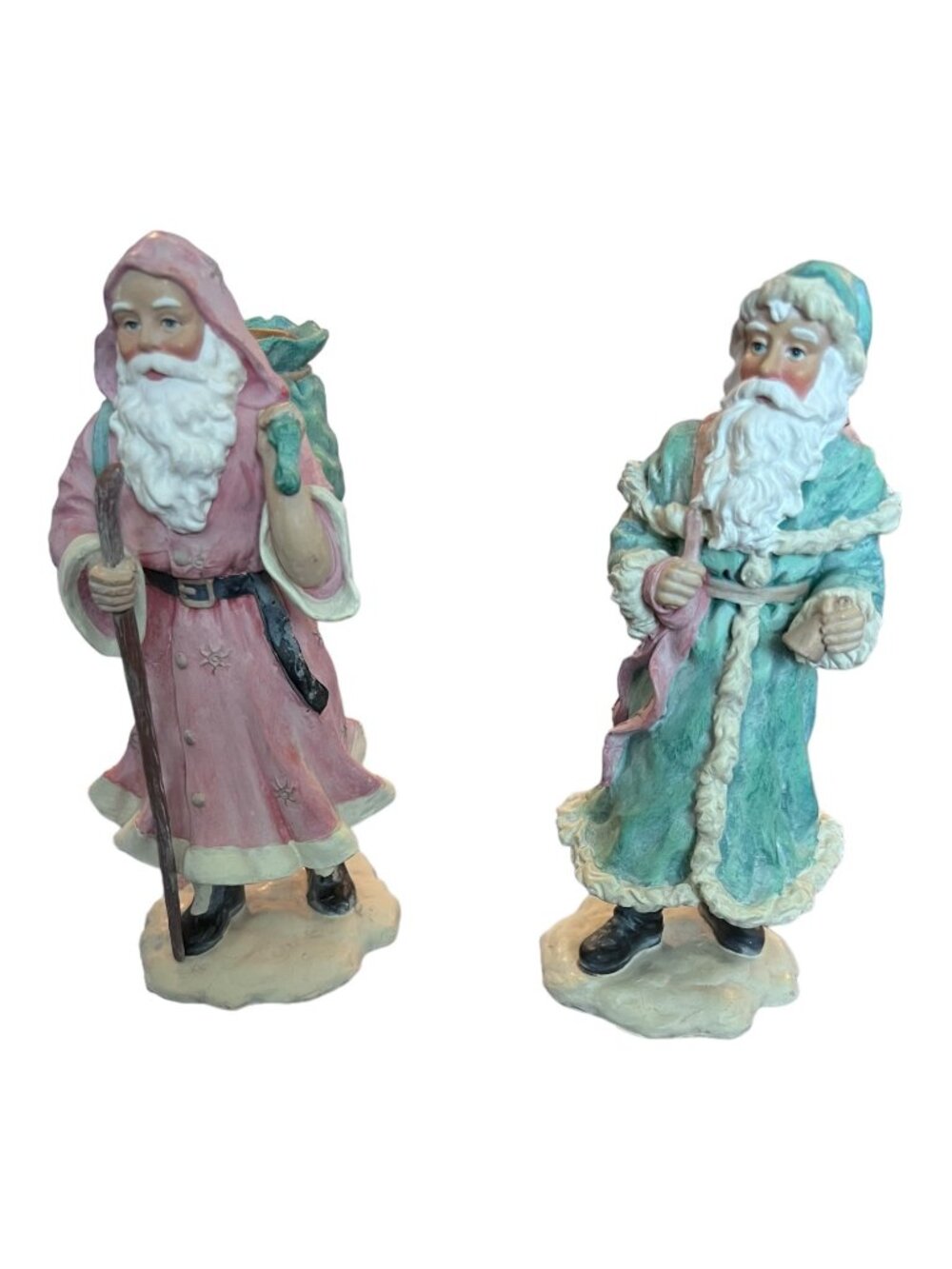 Vintage Christmas Around The World Santa Candle Holders Pair Victorian Resin 8In